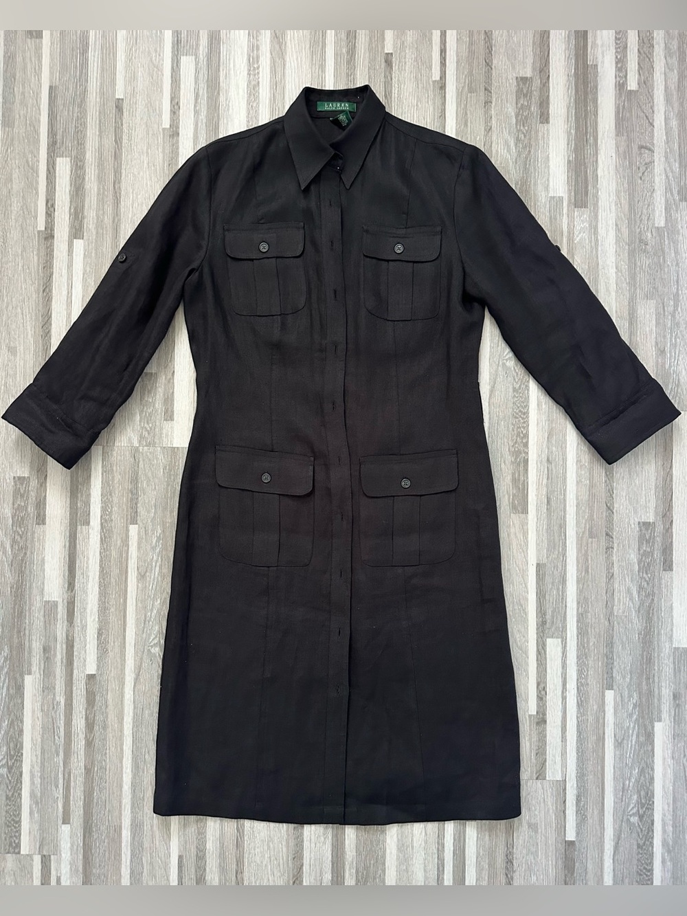 Lauren Ralph Lauren Black Button-Front Shirt Dress size 6